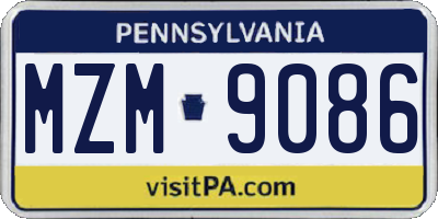 PA license plate MZM9086