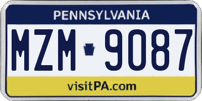 PA license plate MZM9087
