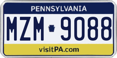 PA license plate MZM9088
