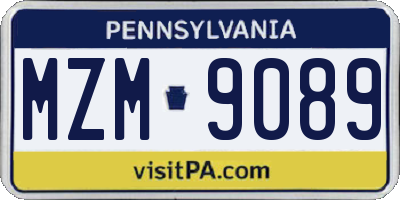 PA license plate MZM9089
