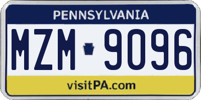 PA license plate MZM9096