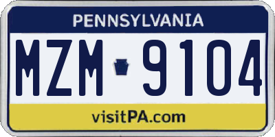 PA license plate MZM9104