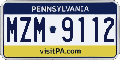 PA license plate MZM9112