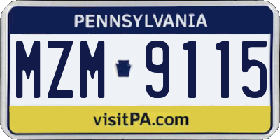 PA license plate MZM9115