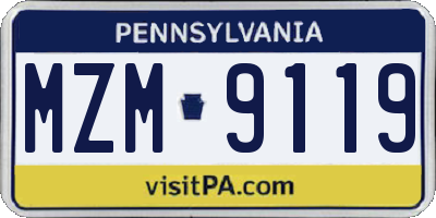 PA license plate MZM9119