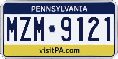PA license plate MZM9121