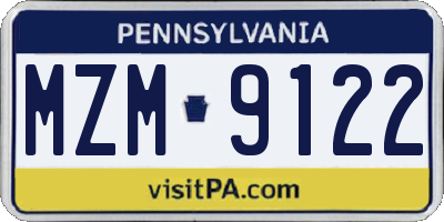 PA license plate MZM9122