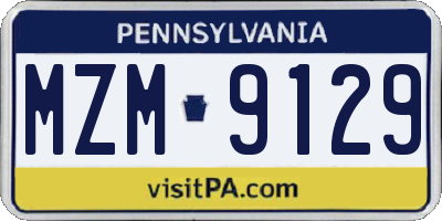 PA license plate MZM9129