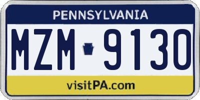 PA license plate MZM9130