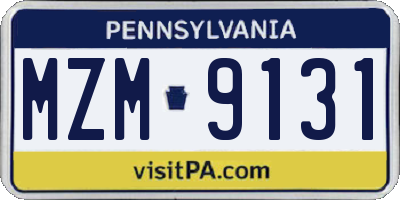 PA license plate MZM9131