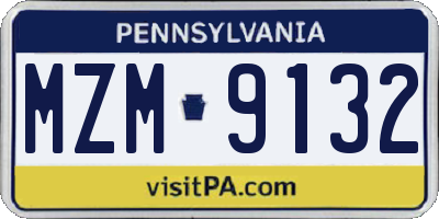 PA license plate MZM9132