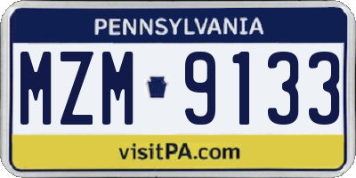 PA license plate MZM9133