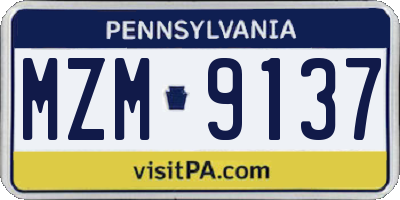 PA license plate MZM9137