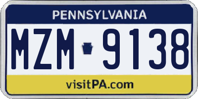 PA license plate MZM9138