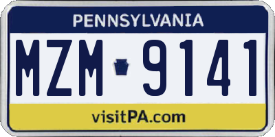 PA license plate MZM9141