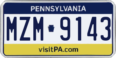 PA license plate MZM9143
