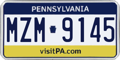 PA license plate MZM9145