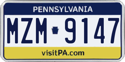 PA license plate MZM9147