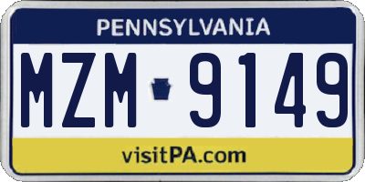 PA license plate MZM9149