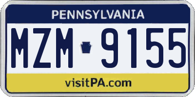 PA license plate MZM9155