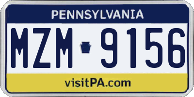 PA license plate MZM9156