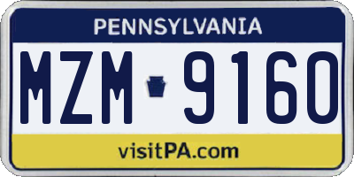 PA license plate MZM9160