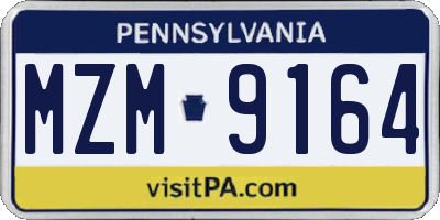 PA license plate MZM9164