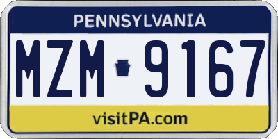 PA license plate MZM9167