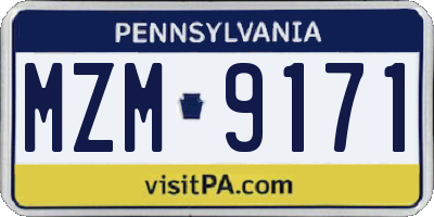 PA license plate MZM9171