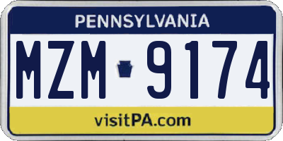 PA license plate MZM9174