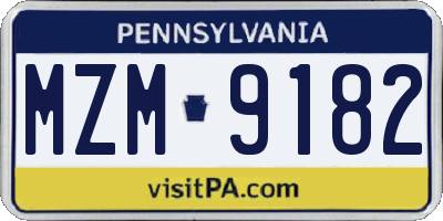 PA license plate MZM9182