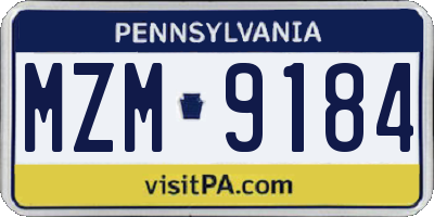 PA license plate MZM9184