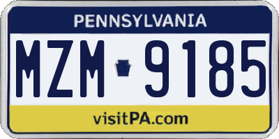 PA license plate MZM9185