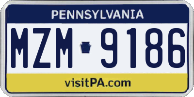 PA license plate MZM9186
