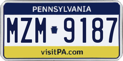 PA license plate MZM9187