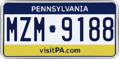 PA license plate MZM9188