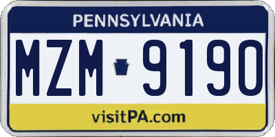 PA license plate MZM9190