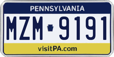 PA license plate MZM9191