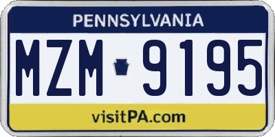 PA license plate MZM9195