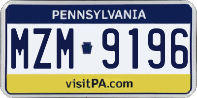 PA license plate MZM9196