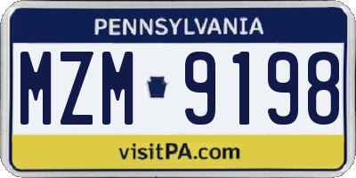 PA license plate MZM9198