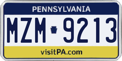PA license plate MZM9213