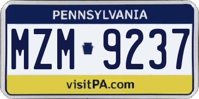 PA license plate MZM9237