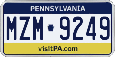 PA license plate MZM9249