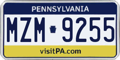 PA license plate MZM9255