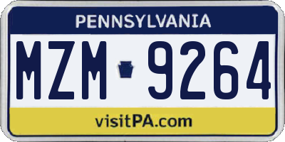PA license plate MZM9264
