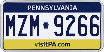 PA license plate MZM9266