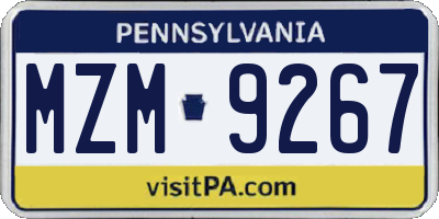 PA license plate MZM9267