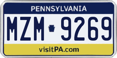 PA license plate MZM9269