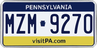 PA license plate MZM9270